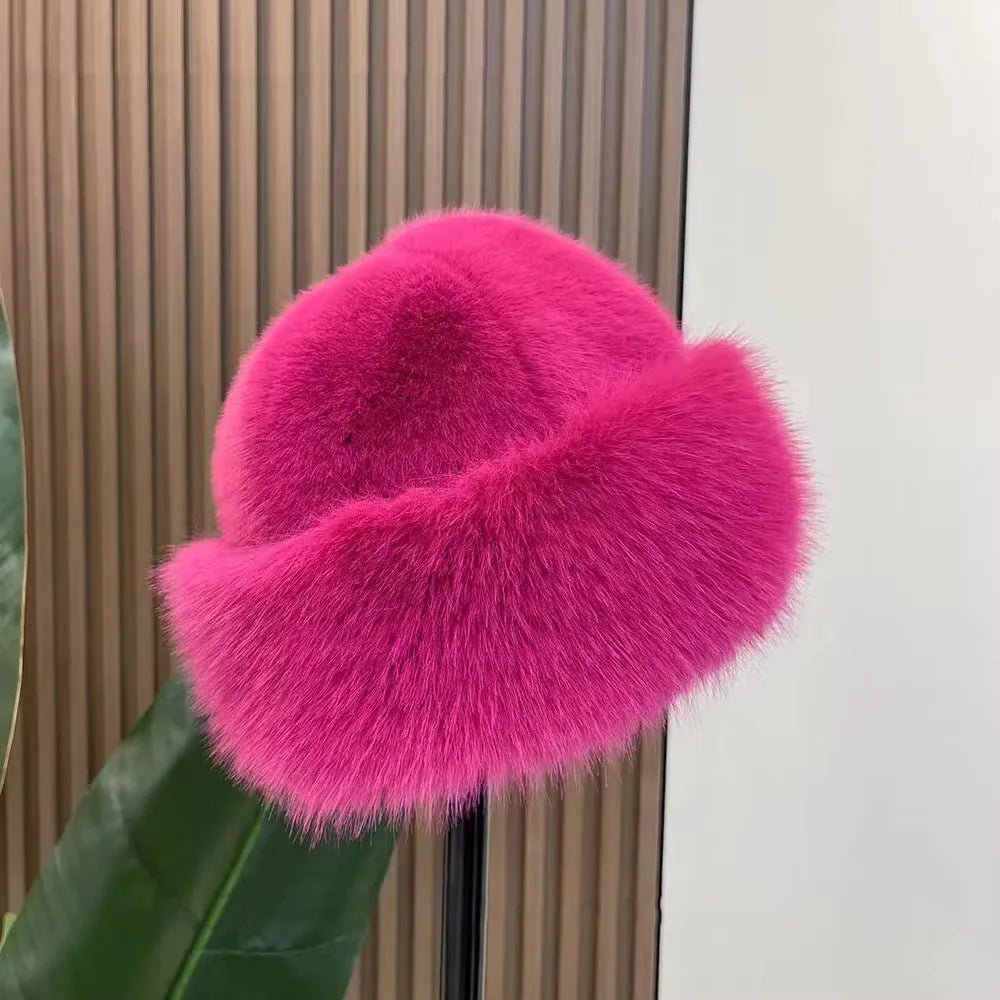 Women's Faux Plush Panama Hat