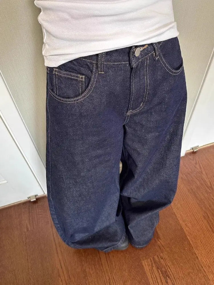 Black high street vibe wide-leg jeans