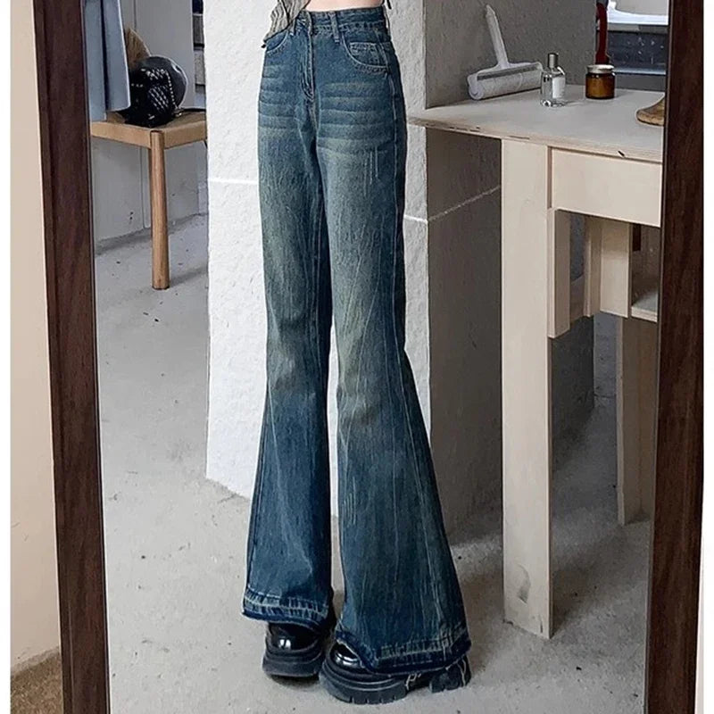 High Waist Vintage Casual Flare Jeans