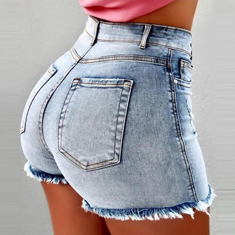 Denim Shorts Washed Distressed