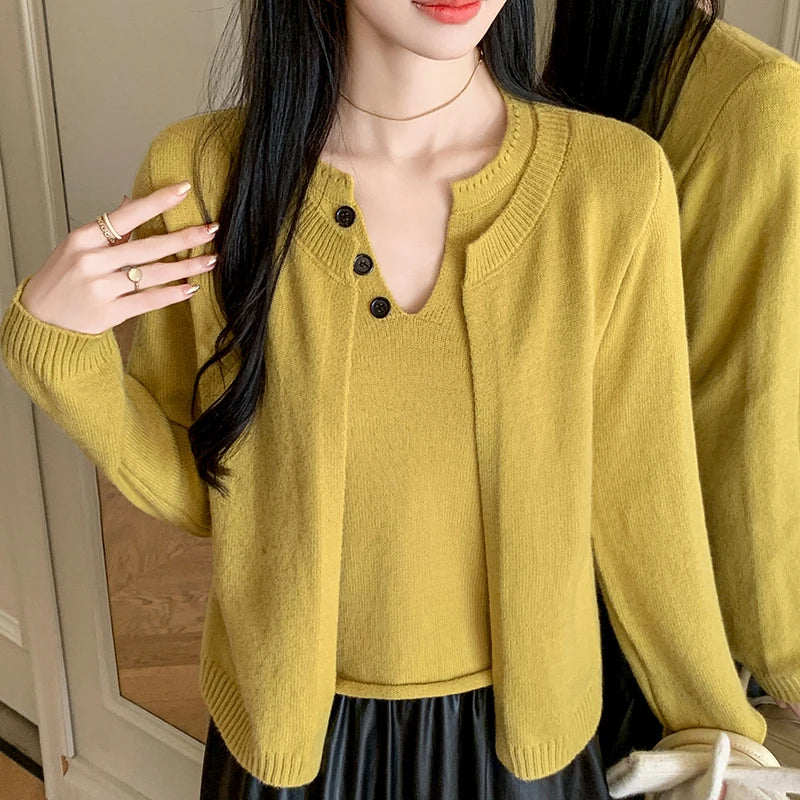 Cozy Two-piece Long Sleeve Cardigan