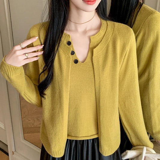 Cozy Two-piece Long Sleeve Cardigan