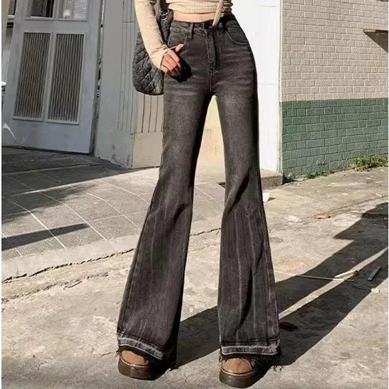 High Waist Vintage Casual Flare Jeans