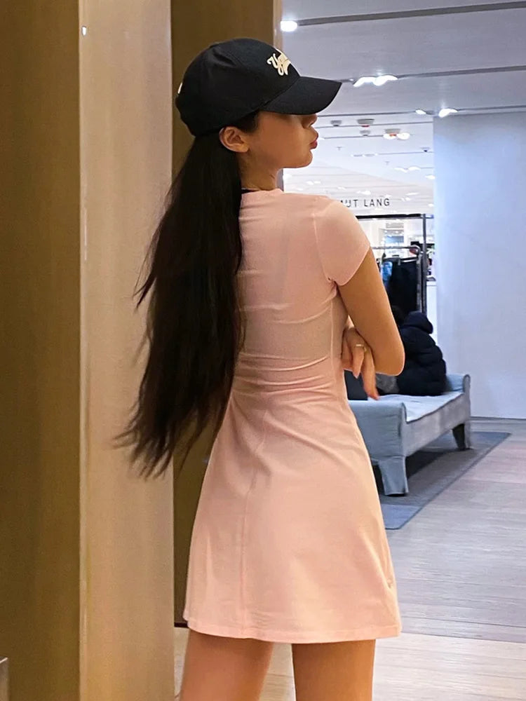 Short Sleeve A-Line Slim Mini Dress