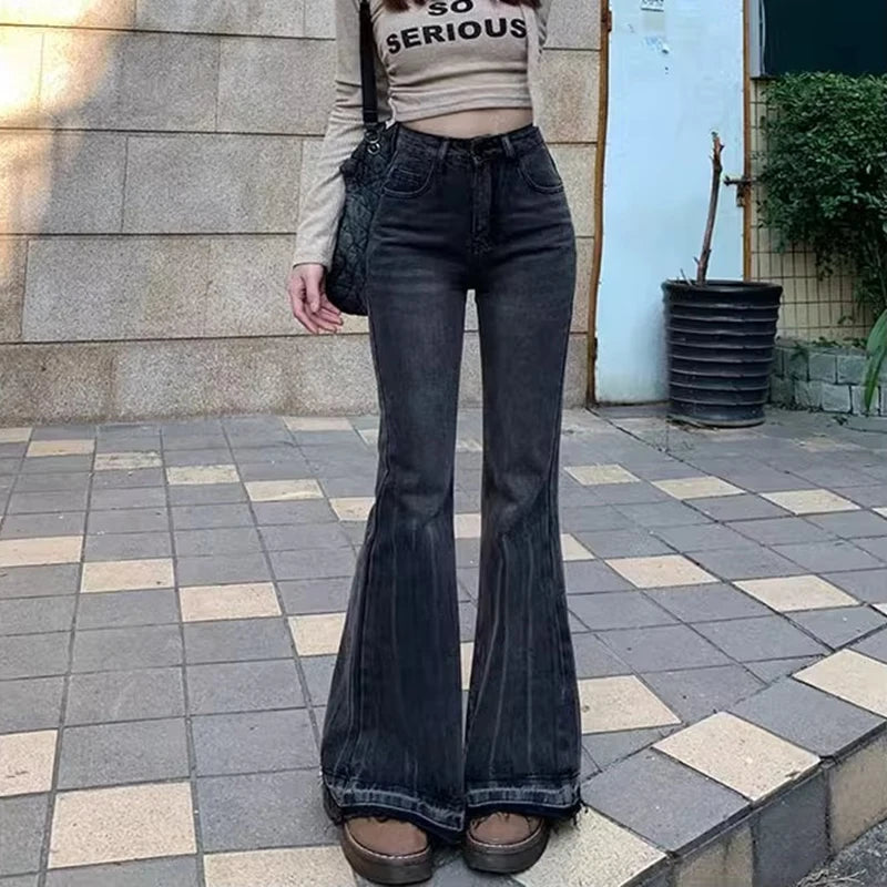 High Waist Vintage Casual Flare Jeans