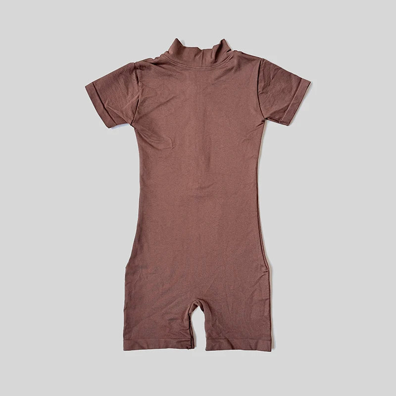 Short Sleeve Zipper Jumpsuit