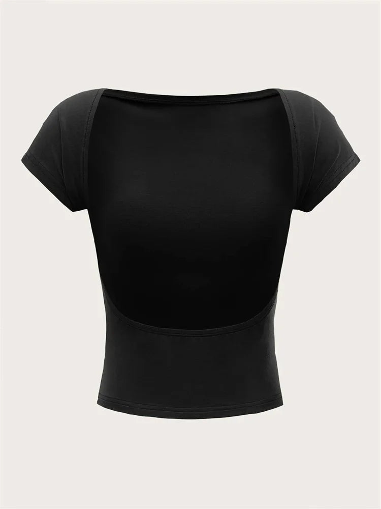 Backless T-shirt Short Sleeve