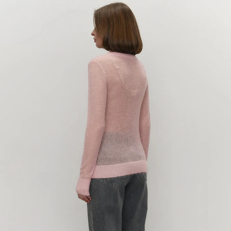 Mohair Long Sleeve Knit Sweater
