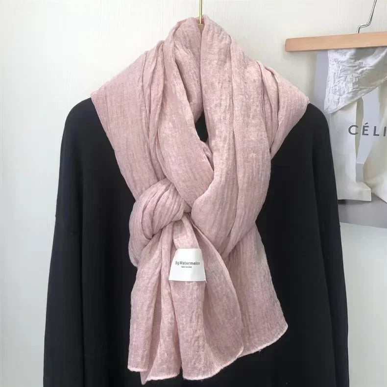 Super Soft Plain Cotton and Linen Scarf