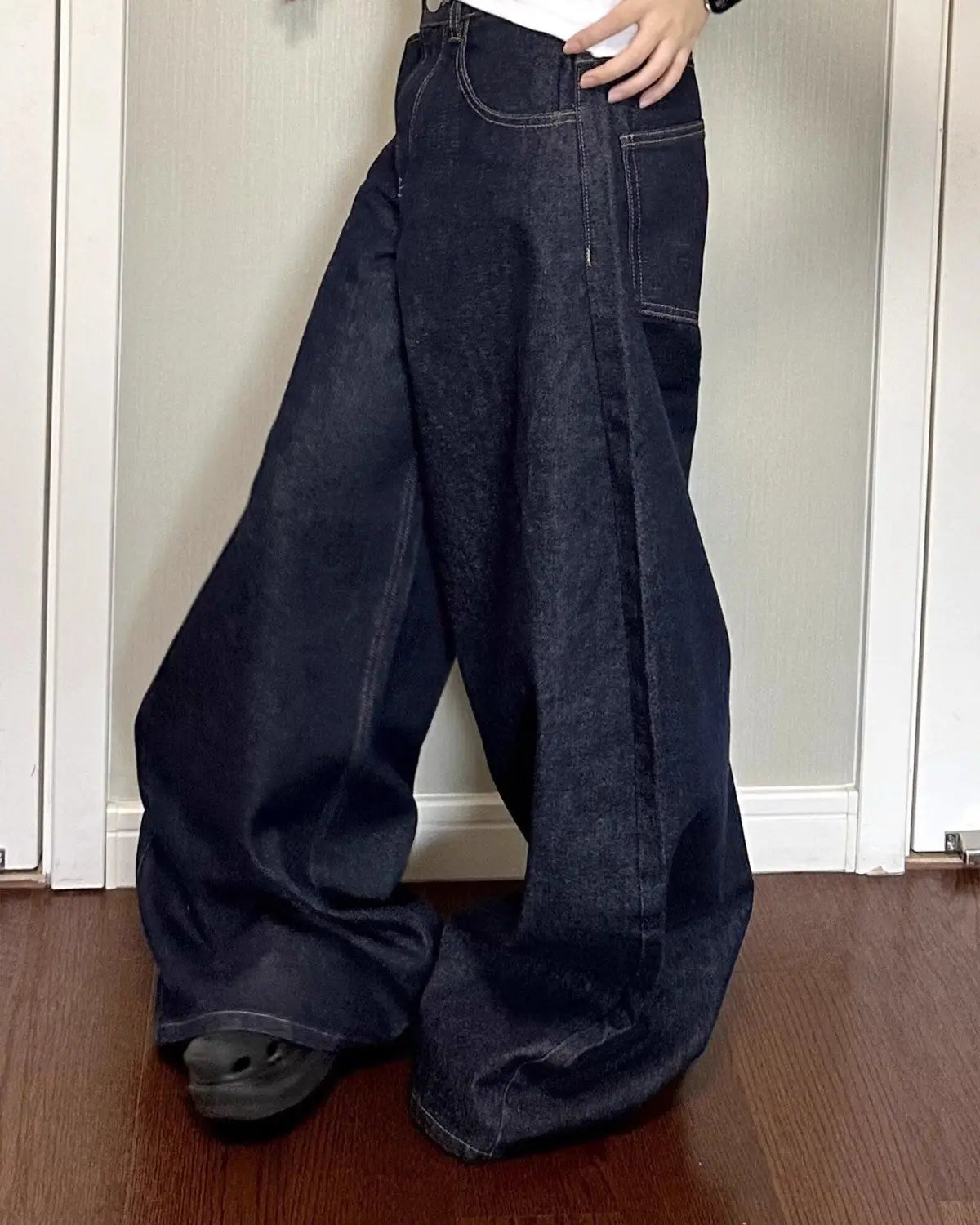 Black high street vibe wide-leg jeans