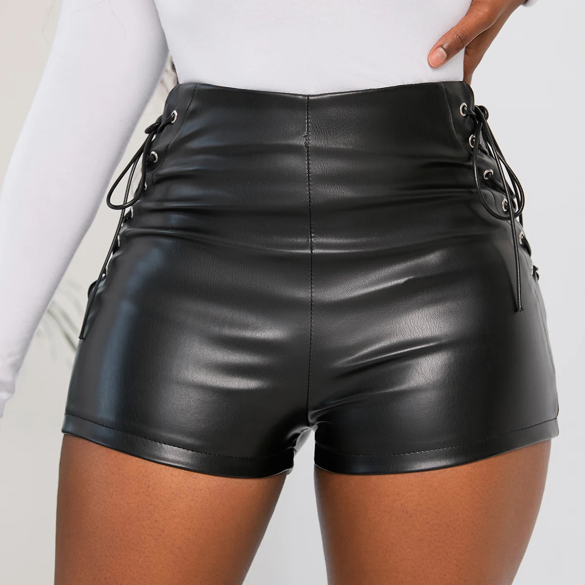 Tight Black Faux Leather Shorts