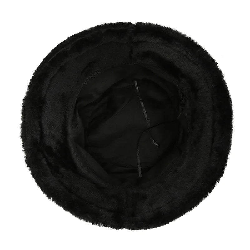 Women's Winter Faux Fur Soft Fluffy Plush Bucket Hat