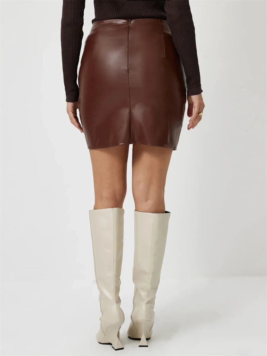 High Waist Leather Skirt