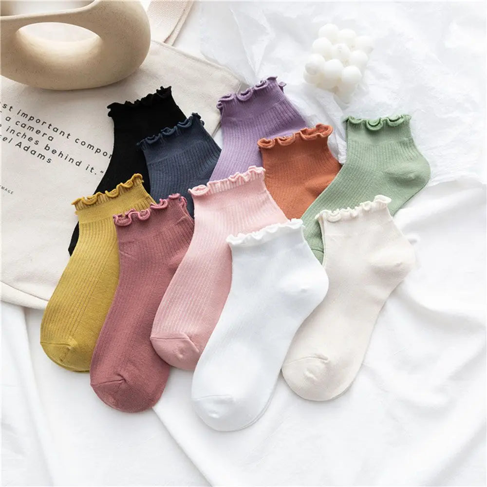 Short Boat Socks Frilly Ruffle Socks