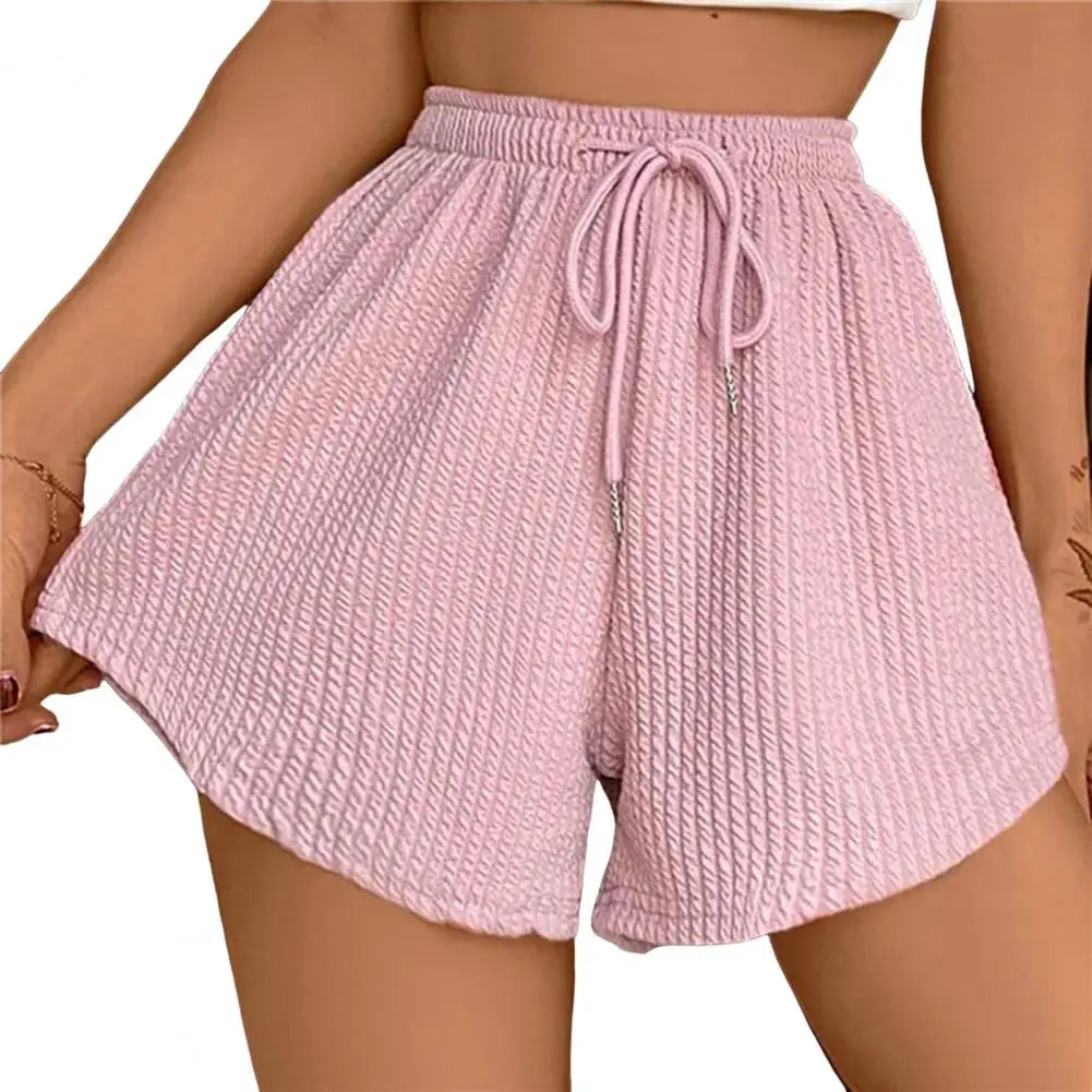 Drawstring High Elastic Waist Shorts