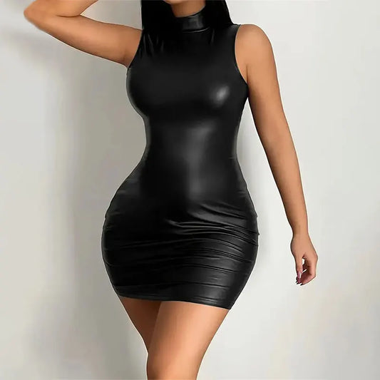 Leather Slim Fit Short Dress