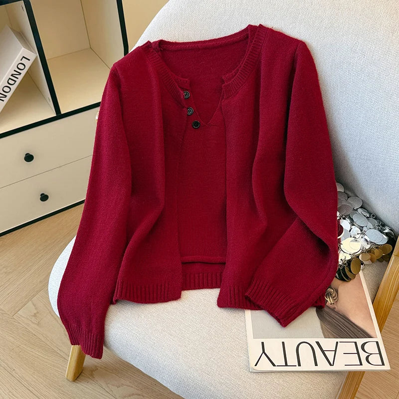 Cozy Two-piece Long Sleeve Cardigan