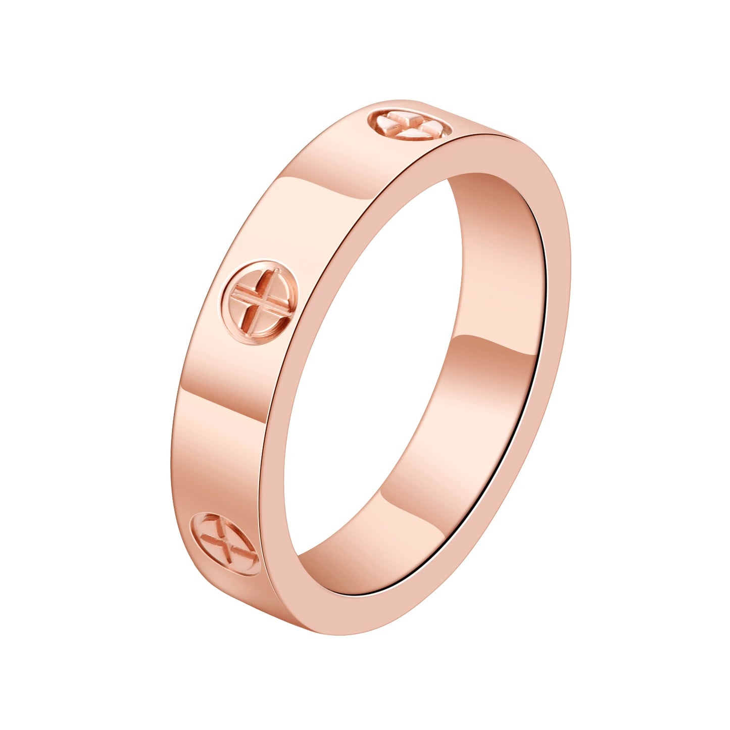 Unisex Stainless Steel Love Rings with Crystal Accents