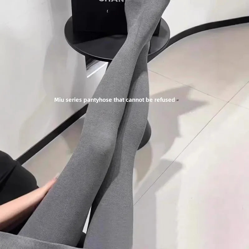 Autumn Gray Elastic High Waist Stockings