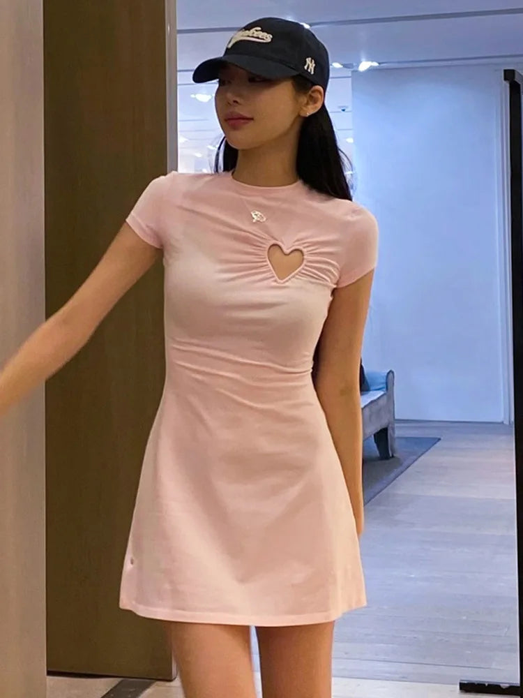 Short Sleeve A-Line Slim Mini Dress