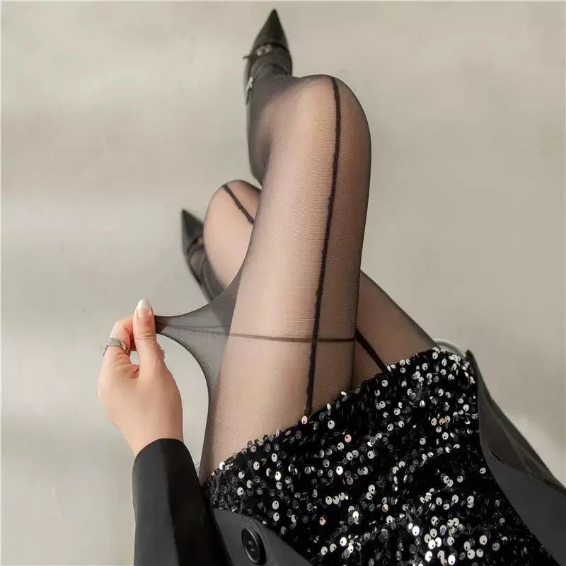 Black Line Pattern Stockings