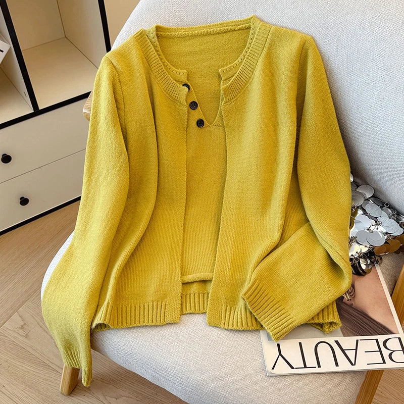Cozy Two-piece Long Sleeve Cardigan