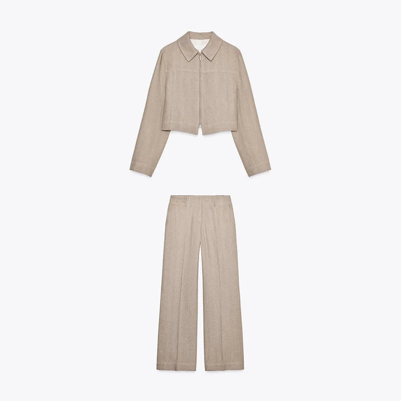 Loose Coat Pant Sets