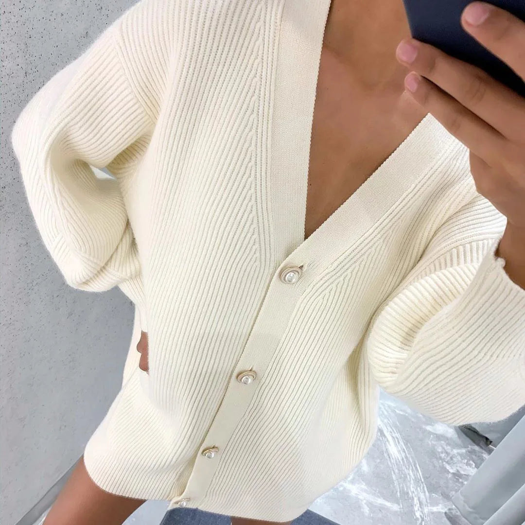 Casual Long Sleeve V Neck Cardigan