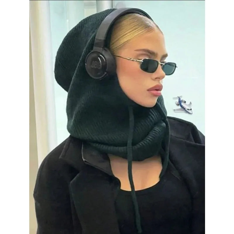 Stylish Thick Drawstring Hood Scarf