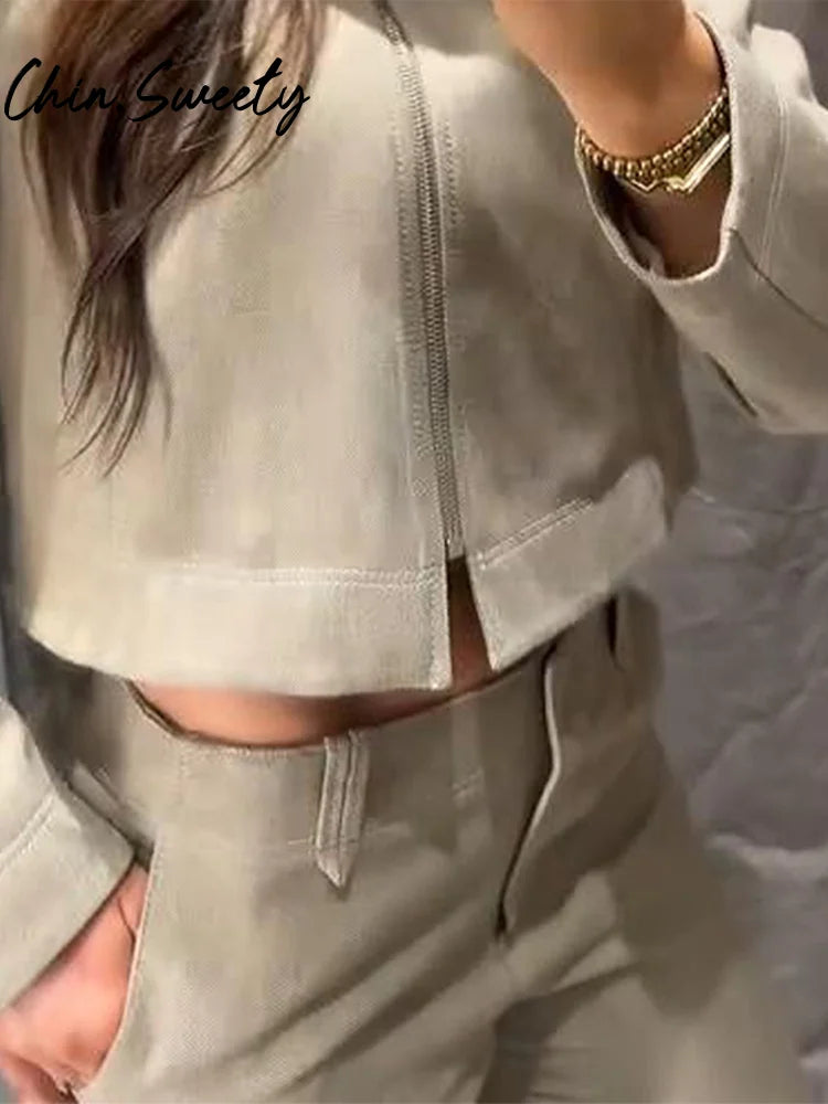 Loose Coat Pant Sets