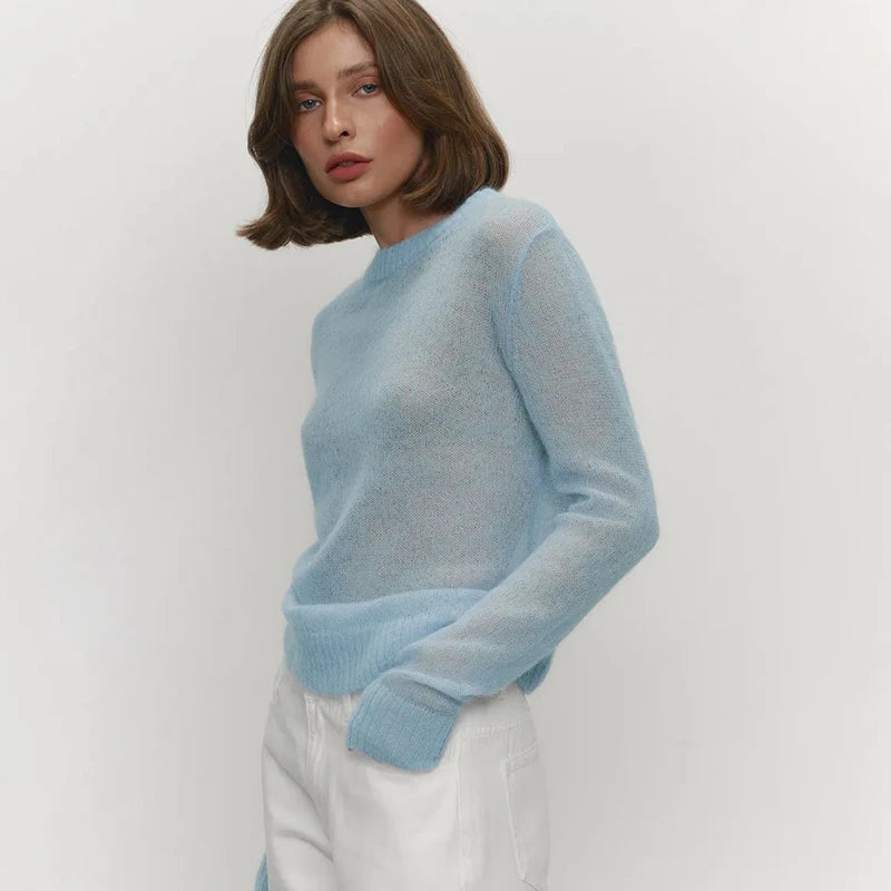 Mohair Long Sleeve Knit Sweater
