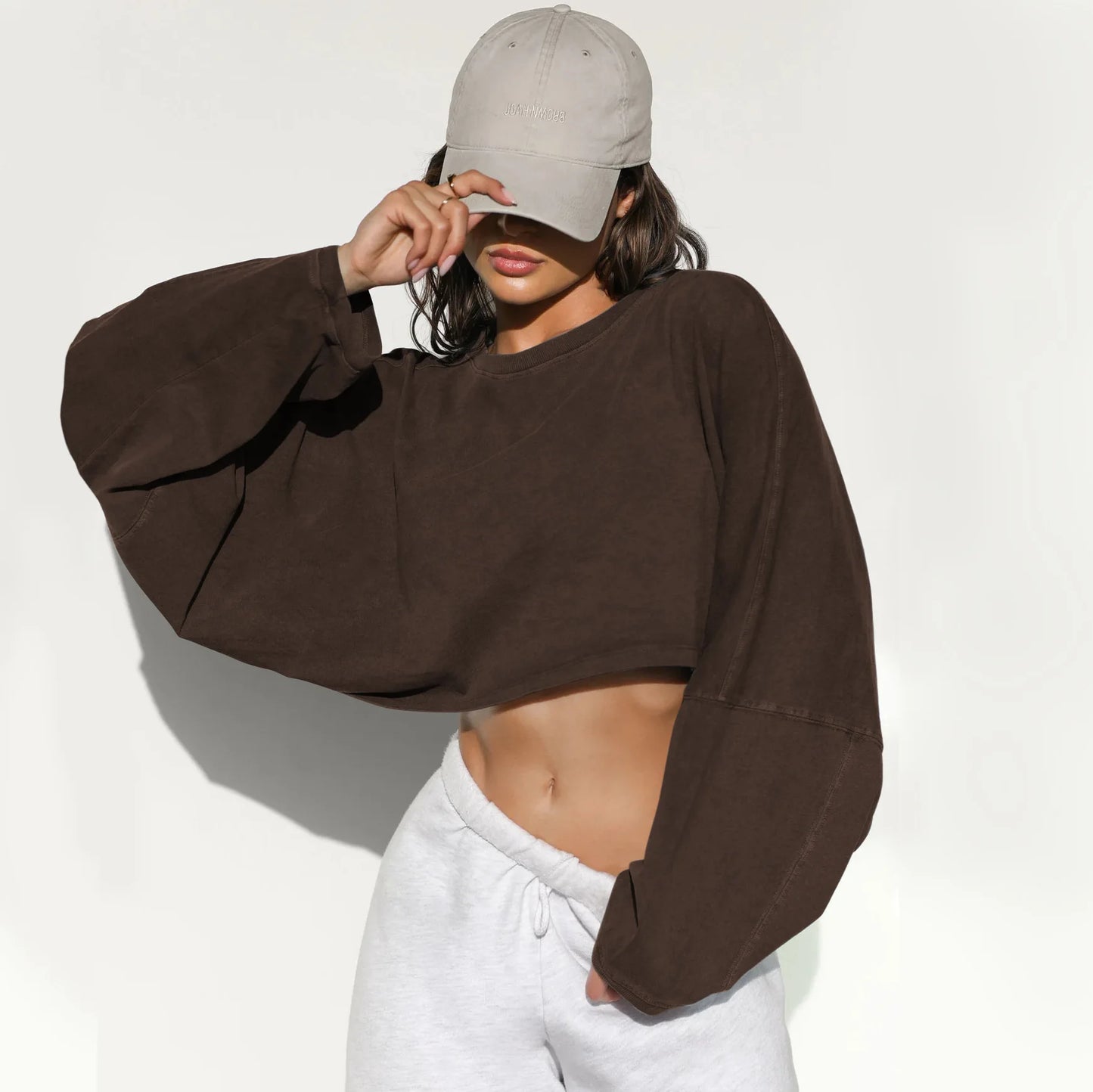 Loose Round Neck crop Sweatshirt