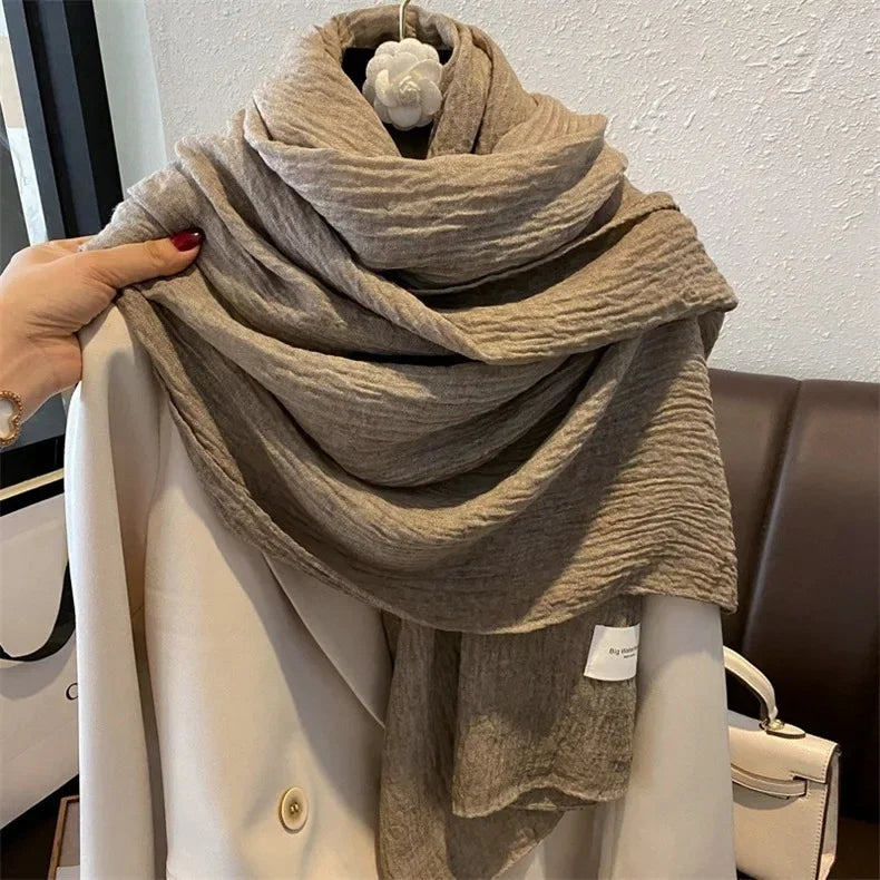Super Soft Plain Cotton and Linen Scarf
