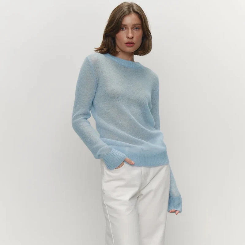 Mohair Long Sleeve Knit Sweater