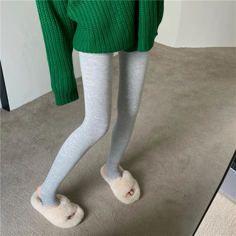 Autumn Gray Elastic High Waist Stockings