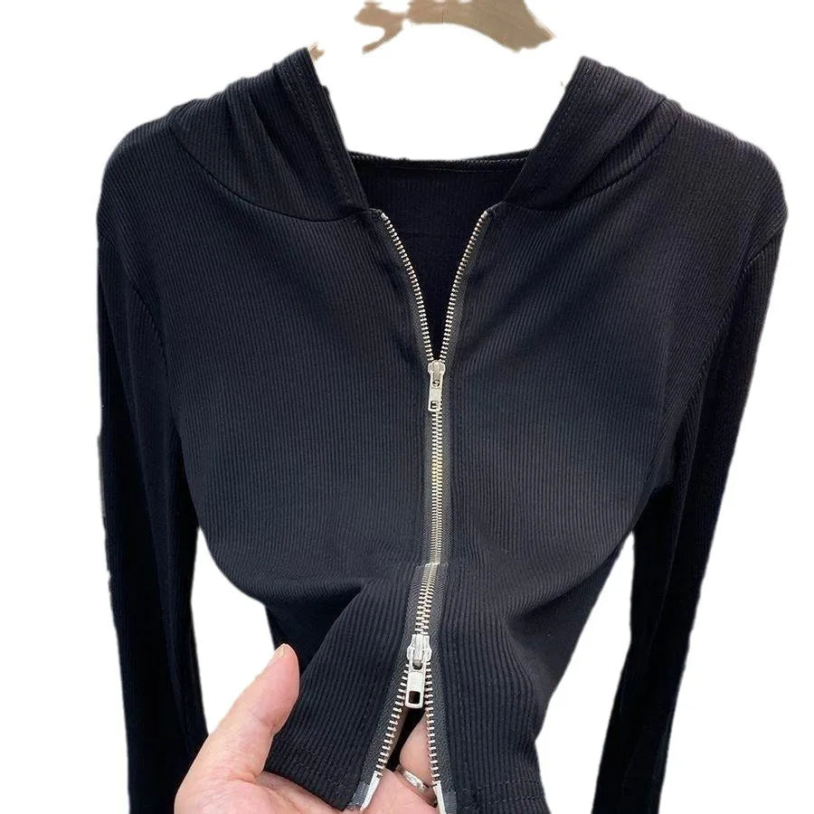 New Double Zipper Hooded