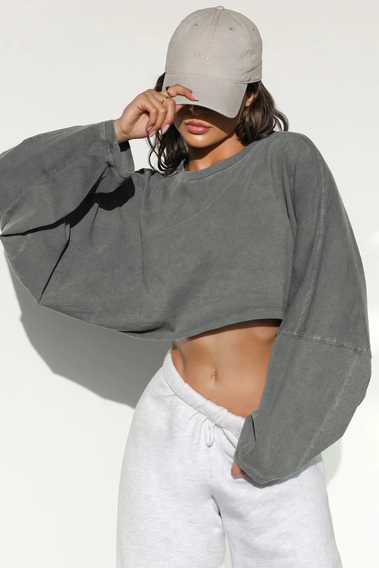 Loose Round Neck crop Sweatshirt