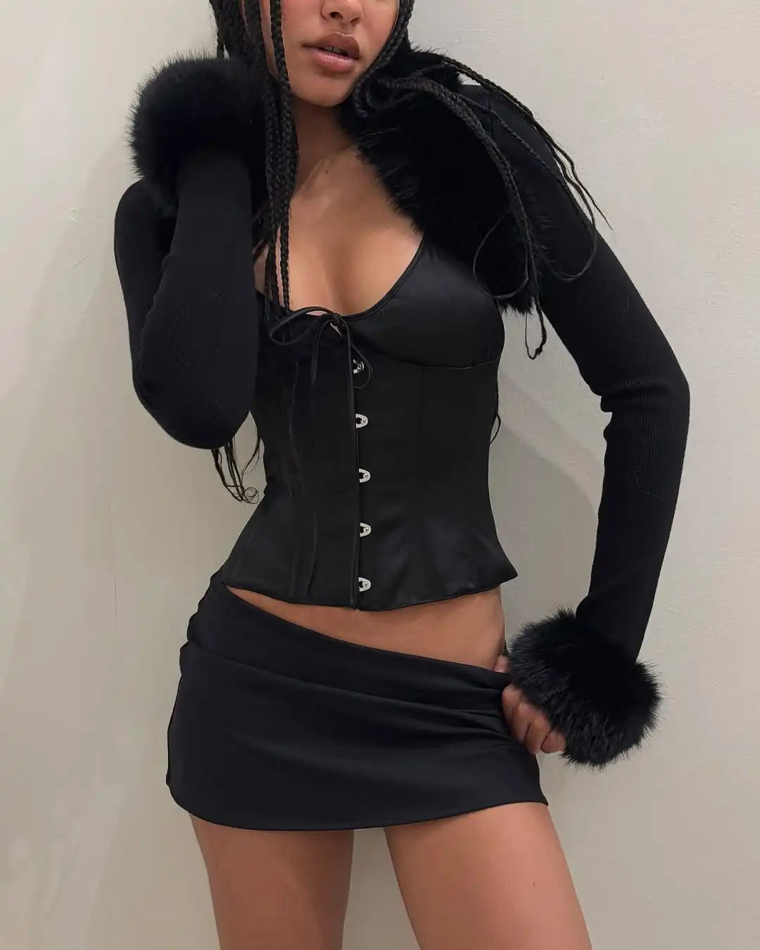 Guiz Low-Waist Elastic Hip Skirt Black Skirt