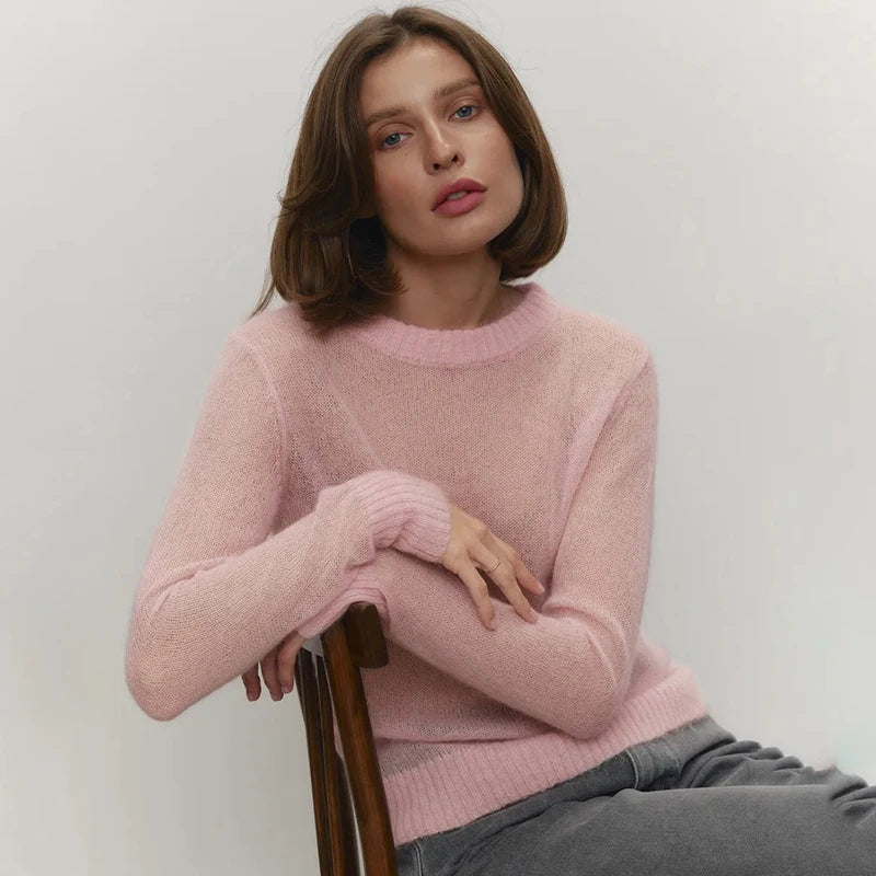 Mohair Long Sleeve Knit Sweater