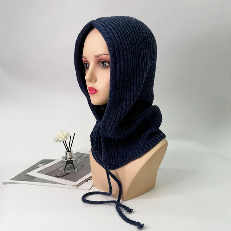 Stylish Thick Drawstring Hood Scarf