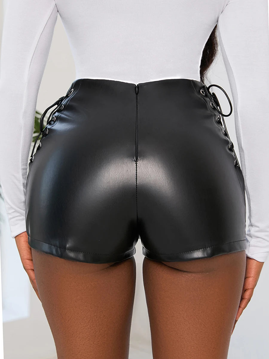 Tight Black Faux Leather Shorts