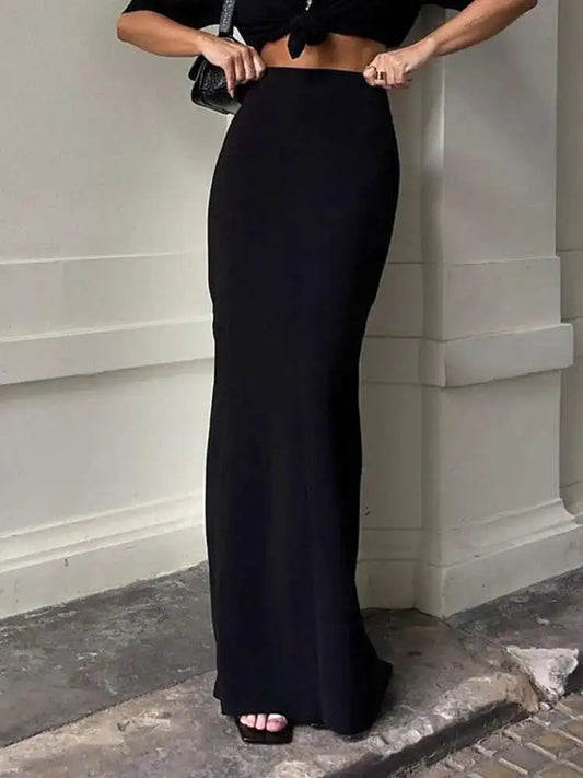 Black Long Straight Skirt