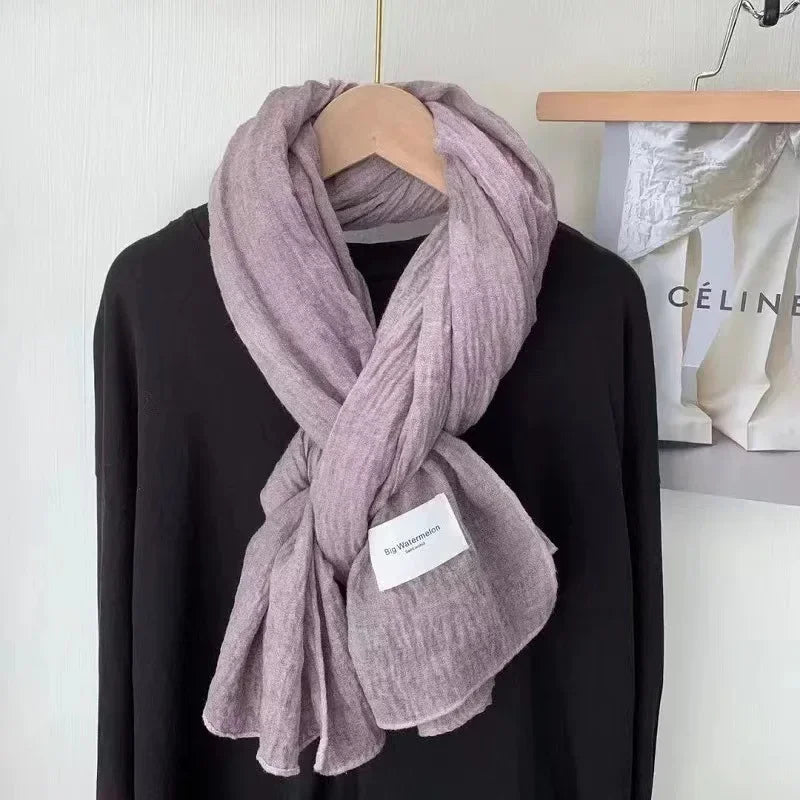 Super Soft Plain Cotton and Linen Scarf