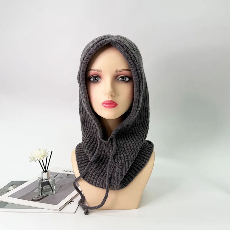 Stylish Thick Drawstring Hood Scarf