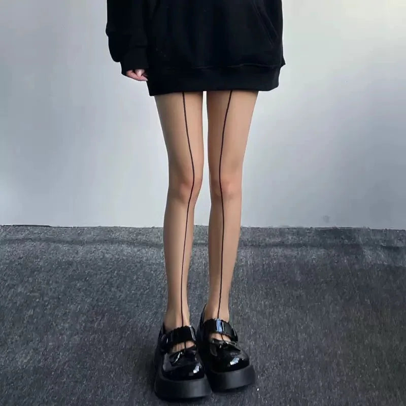 Black Line Pattern Stockings