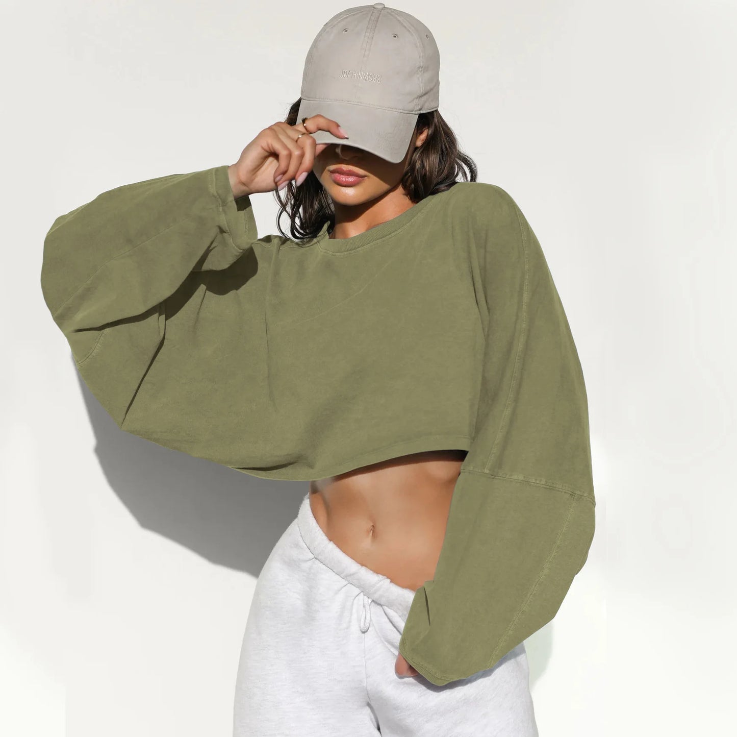 Loose Round Neck crop Sweatshirt