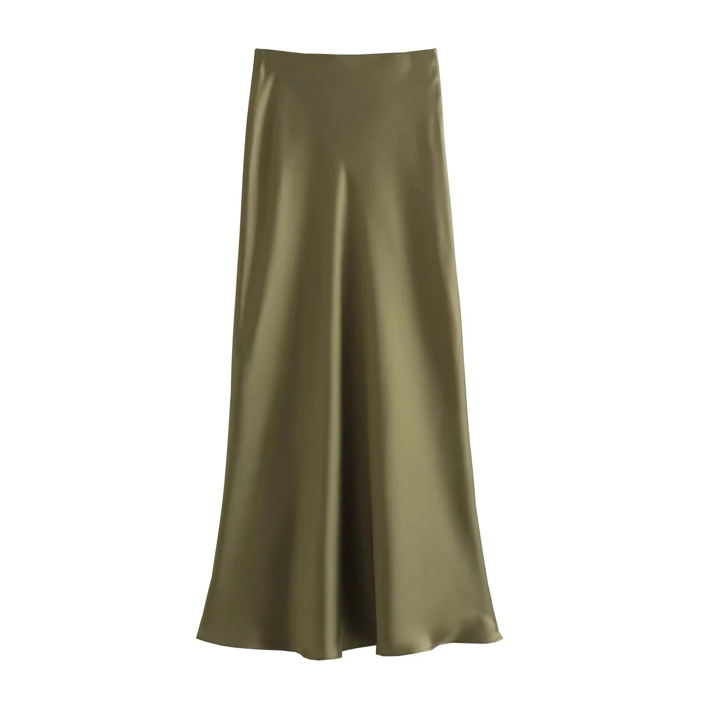 Pink Midi Skirt Elastic Waist