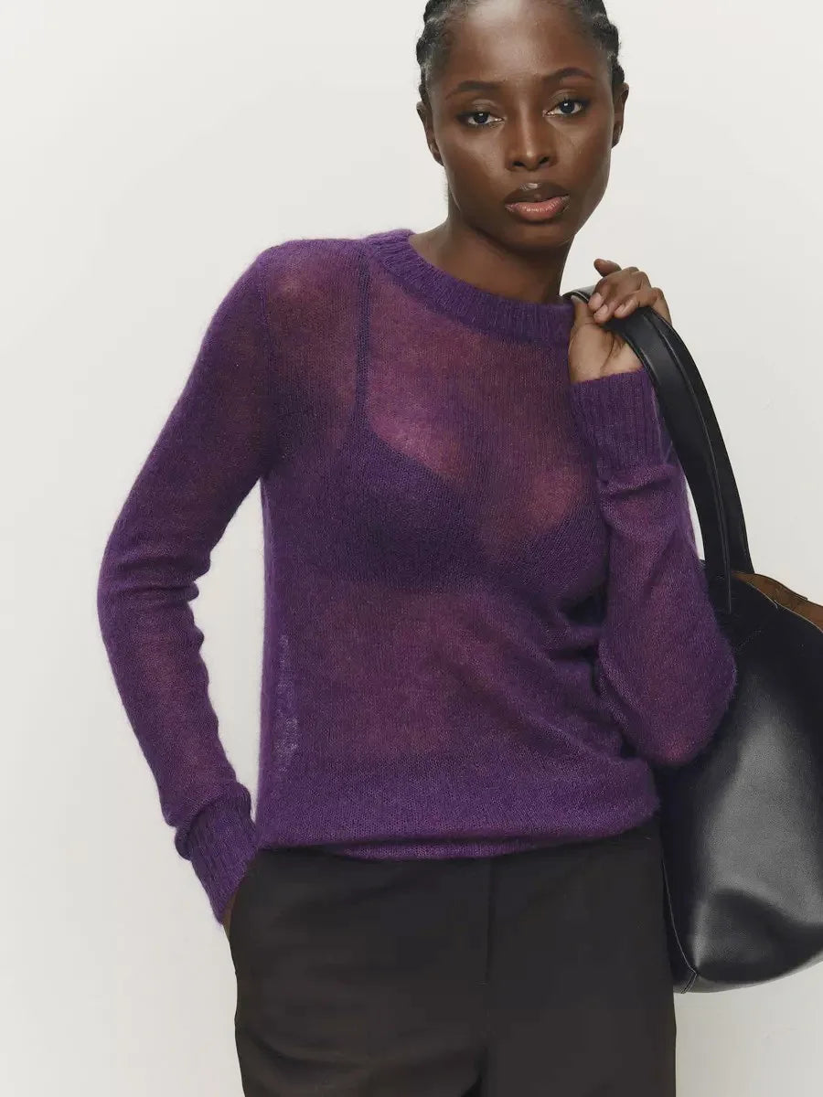 Mohair Long Sleeve Knit Sweater