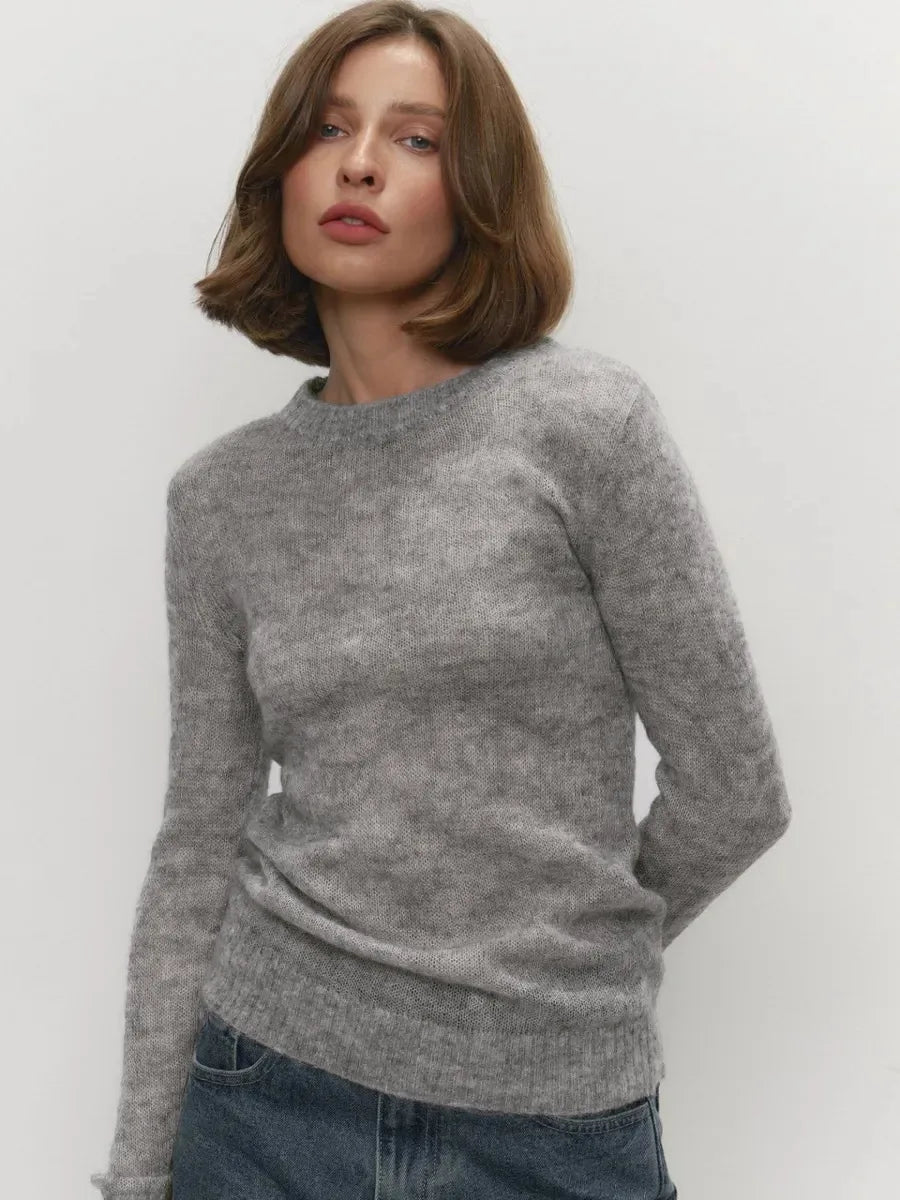 Mohair Long Sleeve Knit Sweater